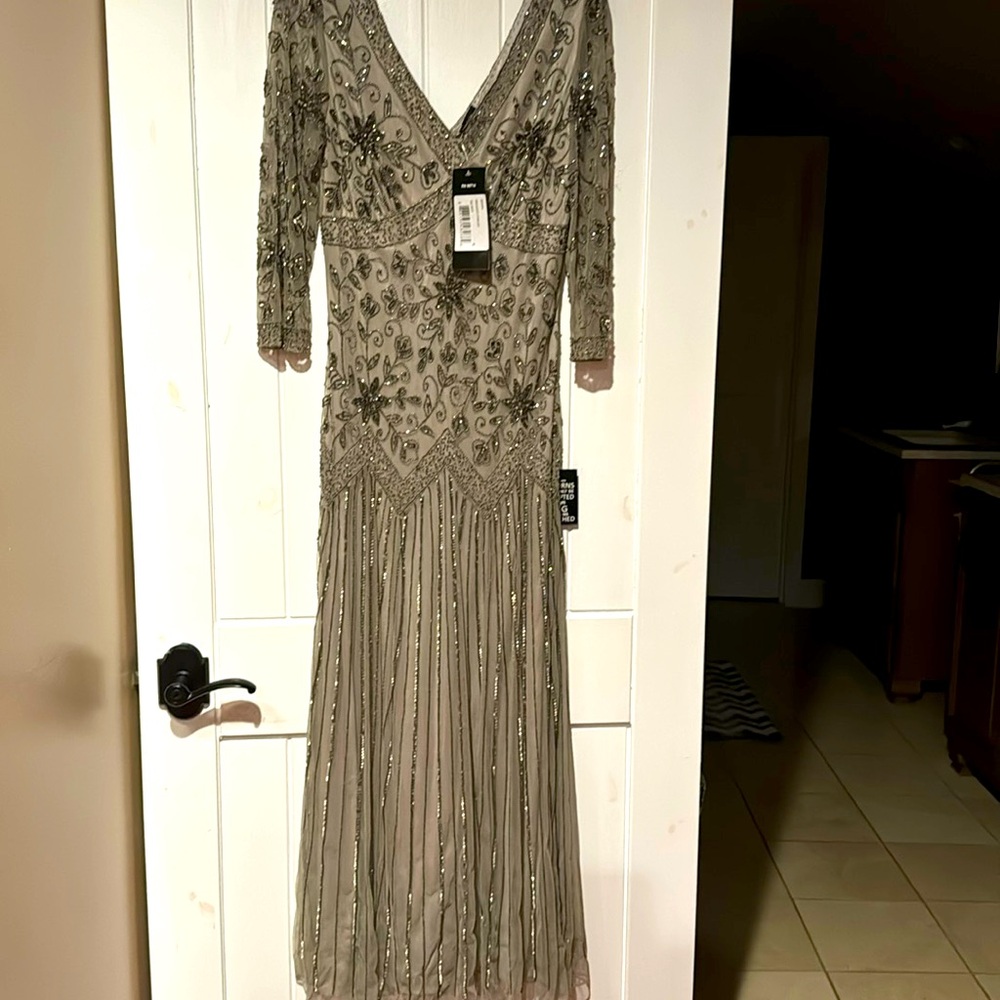 Pisarro nights beaded evening gown